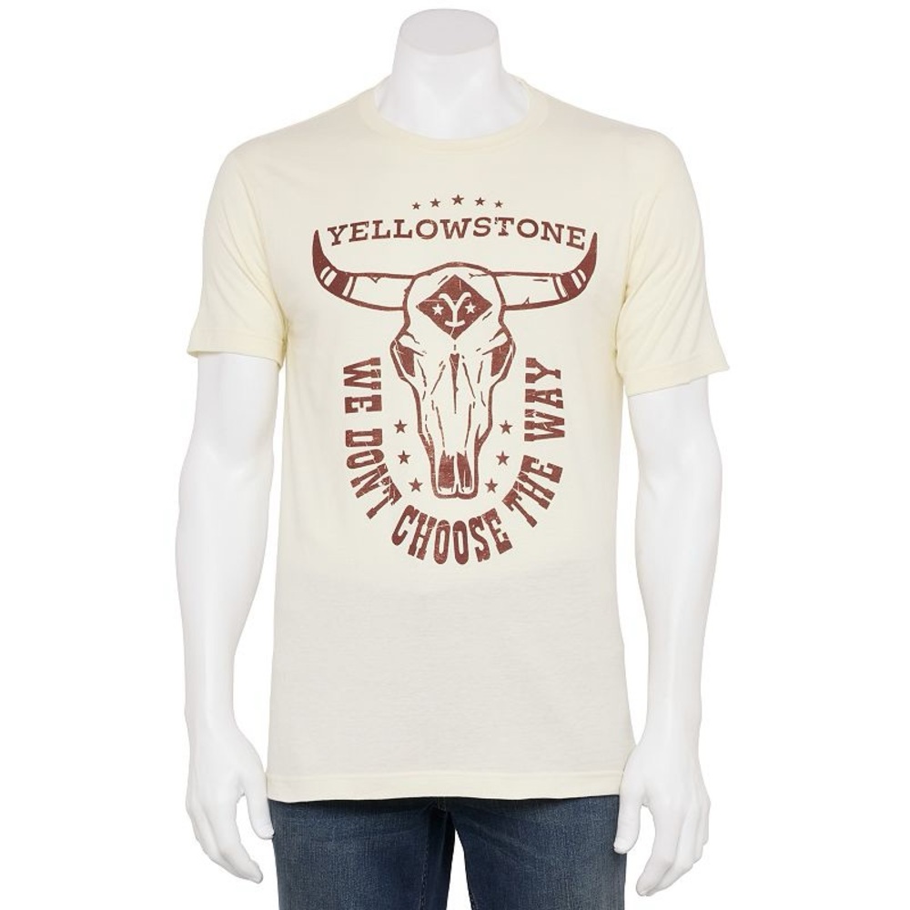 Men's Small Yellowstone Cow Skull We Don't Choose The Way T-Shirt